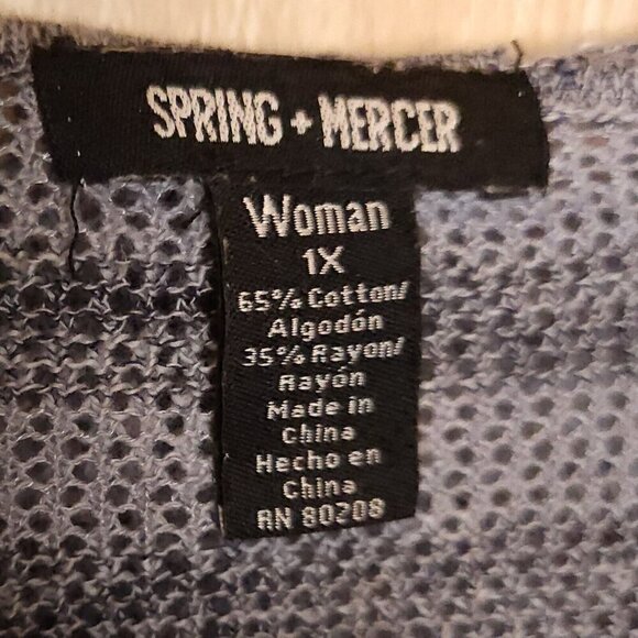 Spring + Mercer Plus Striped Hooded Nautical Open Knit Lightweight Sweater 1X - Picture 5 of 6